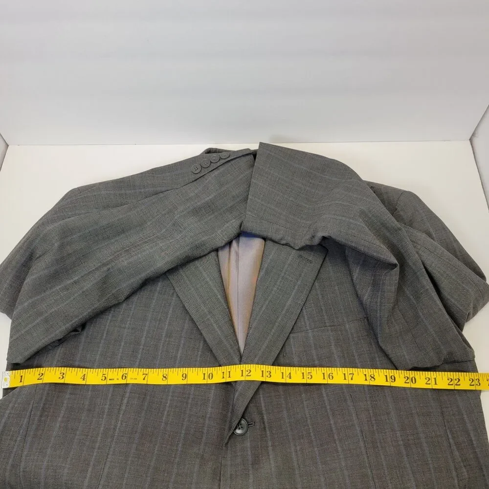 Perry Ellis Portfolio Mens Gray Silk/Wool/Cashmere Pinstripe Suit Blazer 44R